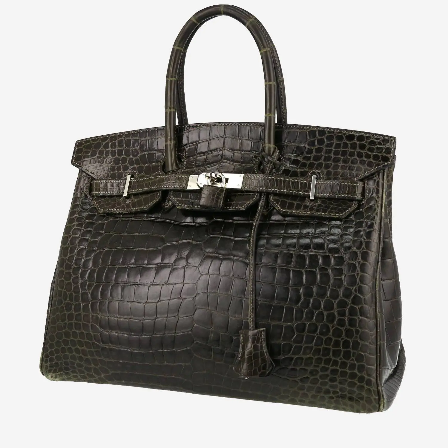 Anthracite grey Hermès Birkin in Porosus crocodile leather